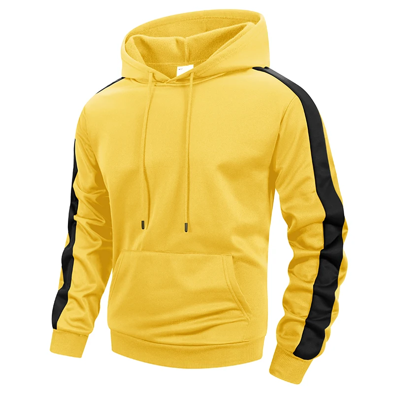 سترة رياضية بغطاء للرأس مرقعة بألوان متعددة للرجال مع جيب كانجا، بلوفر دافئ للخريف والشتاء، ملابس رياضية #2