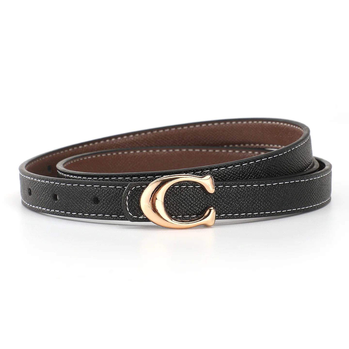 New Women's  Smooth Buckle High Quality 2.3cm Leather Belt Women's Fashion Trend Versatile Decorative Cowh