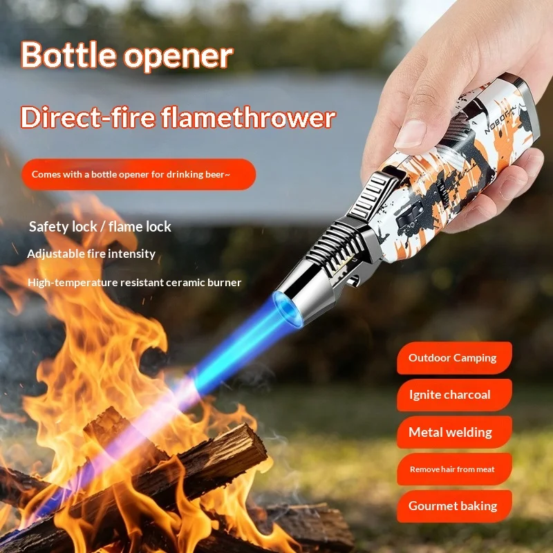 2026 JOBON Bottle Opener High Temperature Spray Gun Gas Torch Lighter Safety Lock Fire Switch Outdoor BBQ Kitchen Cigar Lighters