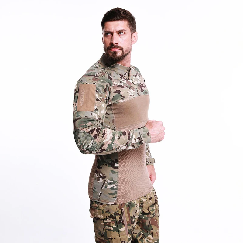 Men Outdoor T-Shirts Male  Camouflage Long Sleeve Sports Camping Hiking Shirt Hunting Fishing Clothes A658