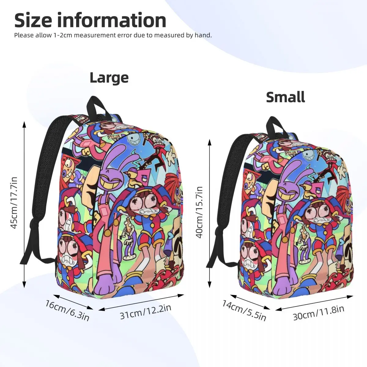 O incrível Circo Digital para Adolescentes Escola Estudante Bookbag, Tadc Júnior Pompom Daypack, Elementary High College Caminhadas