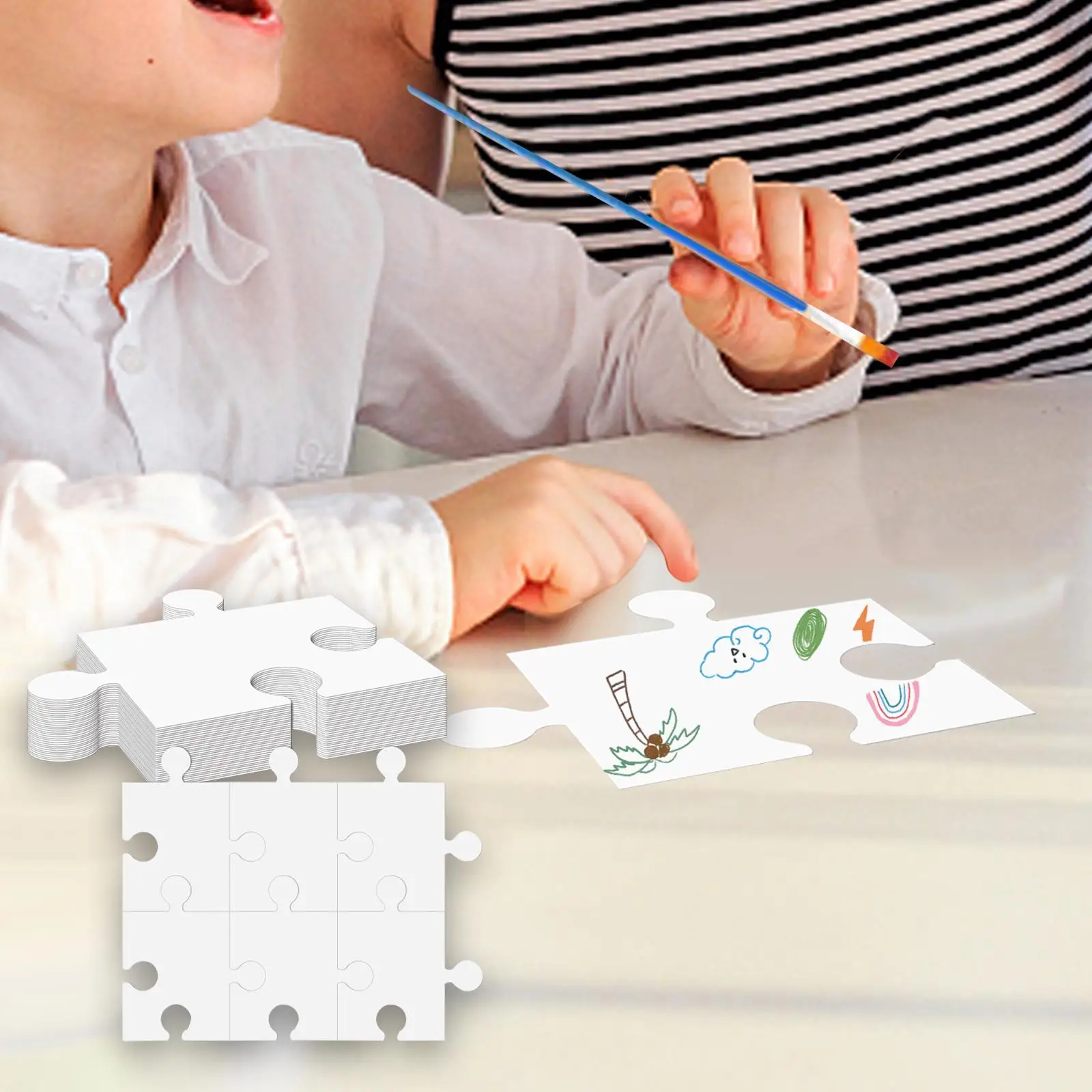 

White Cardboard Blank Jigsaw Puzzles for Classroom Parties Accessories 30Pcs