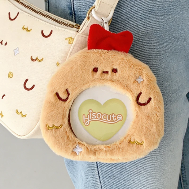 Cartoon Four Leaf Clover Round Badge Storage Bag Student Plush Itabag Circular Badge Holder Card Case Portable Lightweight Bag