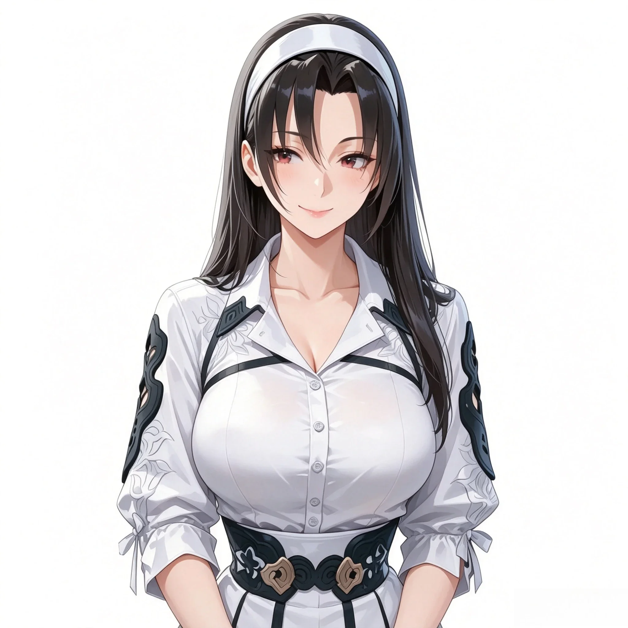 Anime Black Long Hair Girl in White Shirt Sticker, Waterproof Red Eyes Vinyl Decal for Car, Motorcycle & Laptop