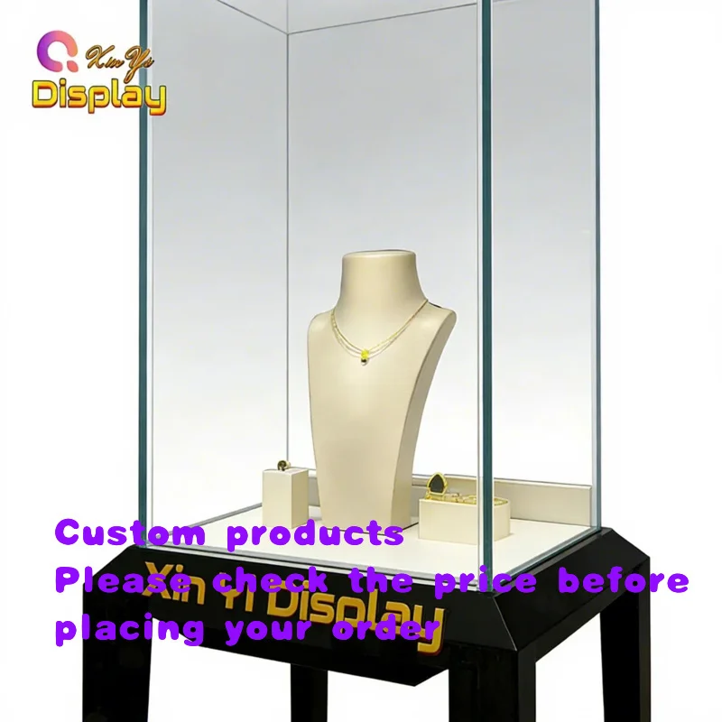 custom.Commercial Modern Stainless Steel Jewelry Showcase LED Display Cabinet Eco-Friendly Durable Heavy Duty Recyclable Customi