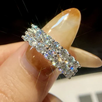 GRA 여성용 럭셔리 모이사나이트 다이아몬드 반지, 1.4ct D 컬러, 925 스털링 실버, 웨딩 약혼 이터니티 밴드, 고급 주얼리, 신제품  Best5