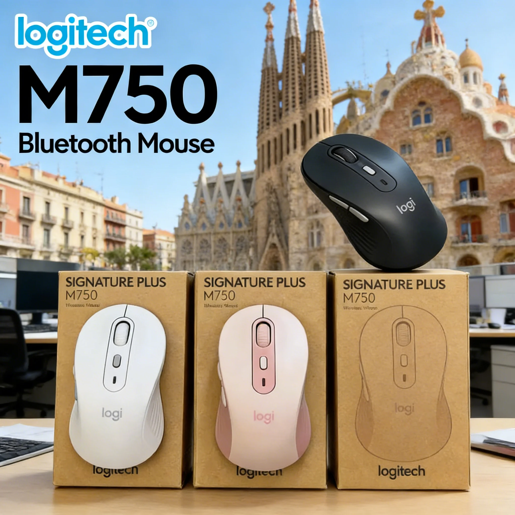 

Original Logitech M750 Universal Symmetrical Usb Receiver Desktop Bluetooth Wireless Office Ergonomic Mouse For Laptop Pc