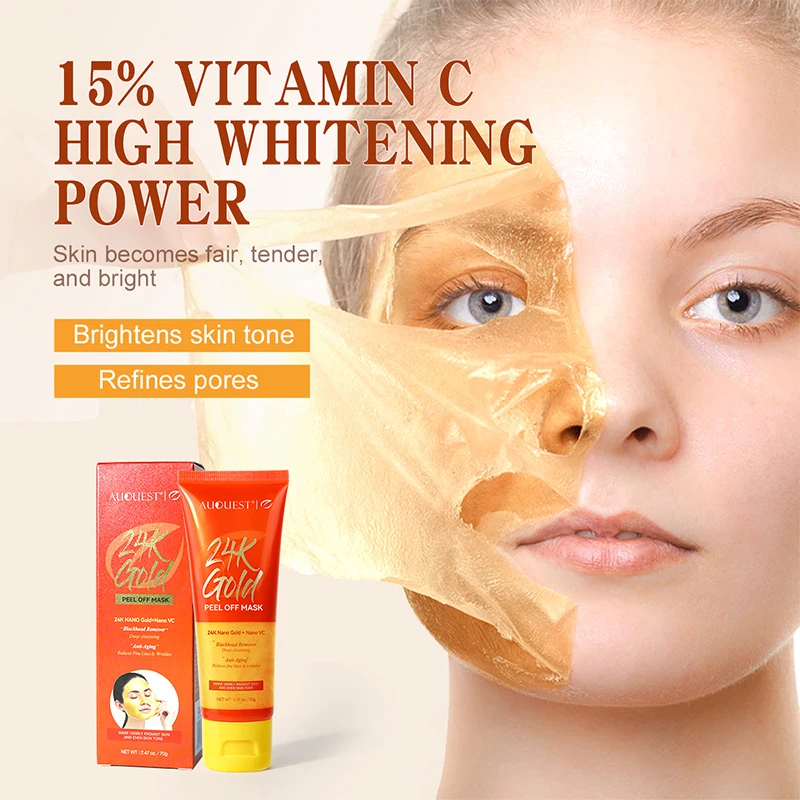 Vitamin C Peel Face Mask 24k Gold Moisturizing Brightening Facial Blackhead Remover Shrinks Pore Skin Care Mask