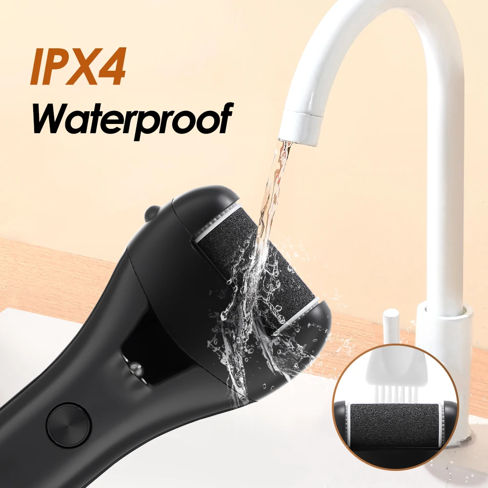 전기 굳은살 제거기 전문 발 파일 페디큐어 기계 3 헤드 IPX4 방수 충전식 발 뒤꿈치 각질 제거기