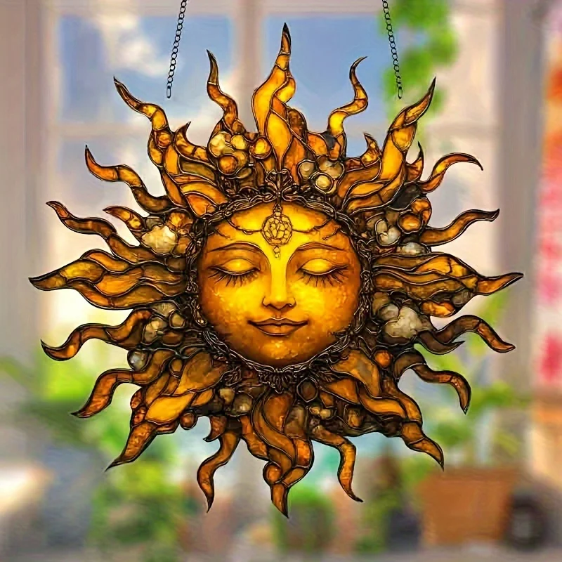 1Pc Sun Goddess Hanging Decoration Pendant Wind Chime Suncatcher Home Window Ornament Garden Decor Car Interior Decoratio