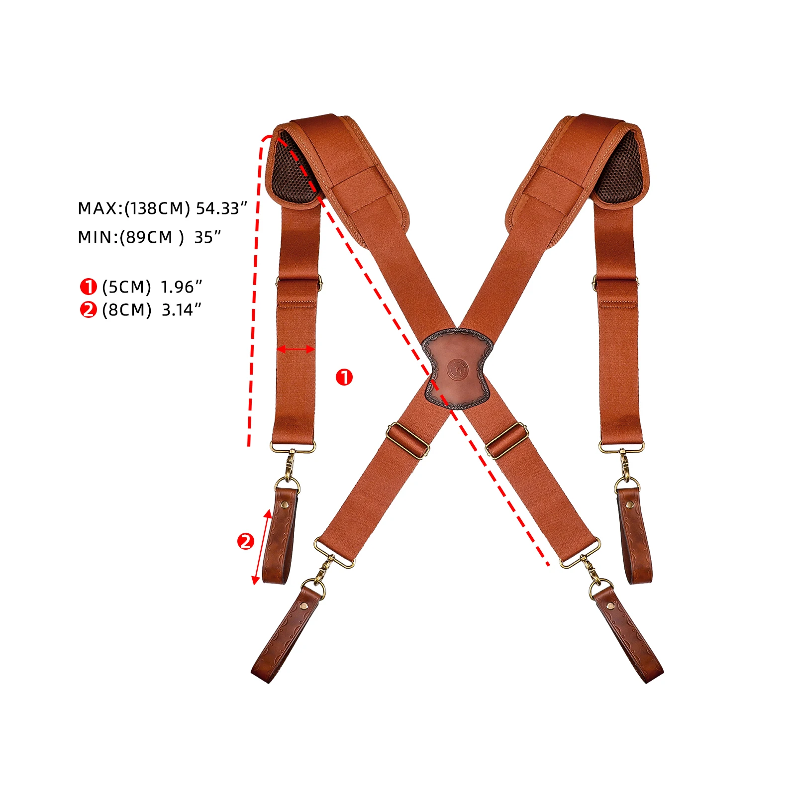 Tourbon Adult Men's Suspender Strap 4 Metal Snap Hooks Fully Adjustable Straps Webbing Heavy Duty X Shape Tool Belt