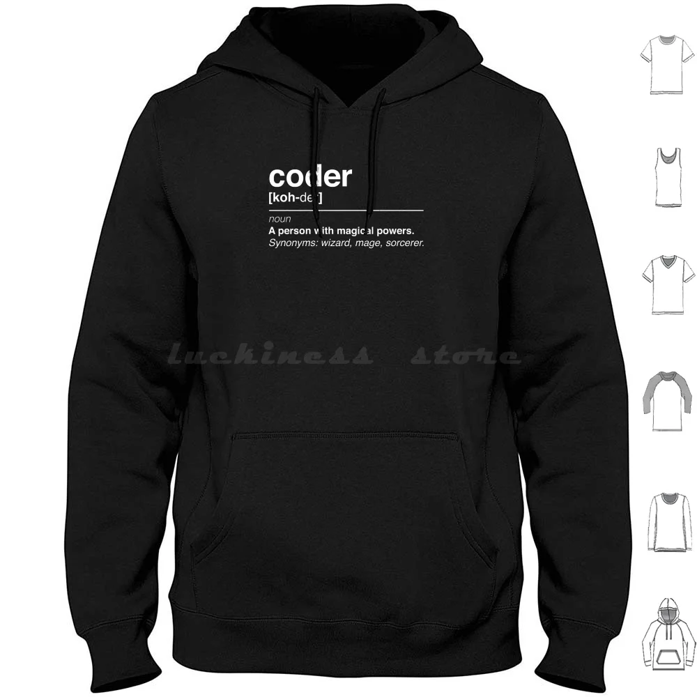 Coder Definition Hoodie Cotton Long Sleeve Coders Coder Coding Geeks Geek Nerd Boyfriend Programmers Programmer