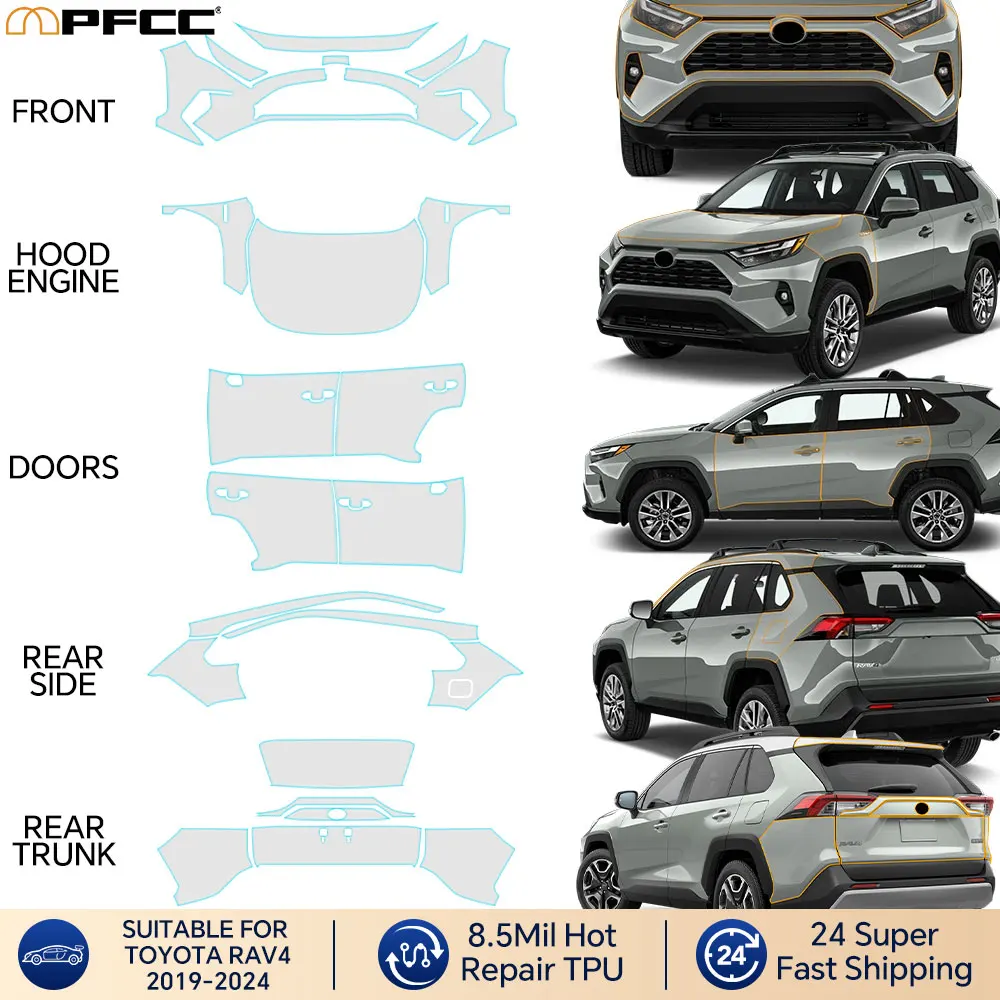 

Car Precut Paint Protection Clear Film PPF TPU Accessories Kit Sticker Transparent for For Toyota RAV4 Hybrid 2019-2023