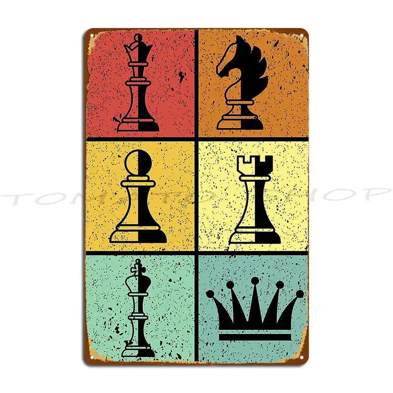 I Love Chess Heart Queen Illusory Unrealistic Chessboard Metal Plaque Cinema Living Room Rusty Garage Designing  Tin Sign Poster
