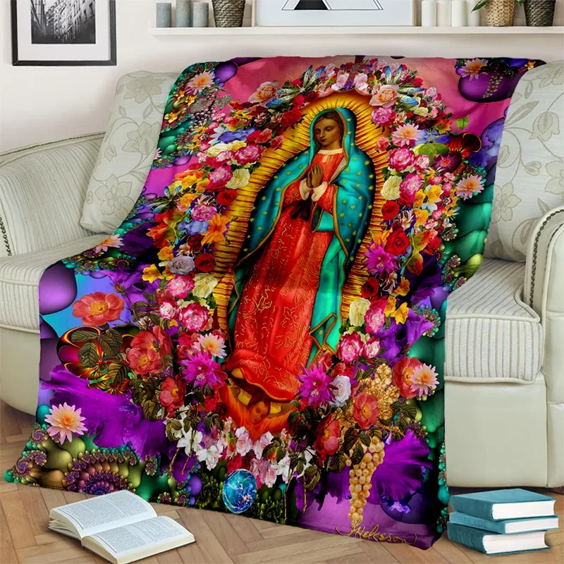 Manta 3D de la Santísima Virgen María Jesús HD, manta suave para el hogar, dormitorio, cama, sofá, Picnic, viaje, oficina, cubierta de descanso, manta para niños