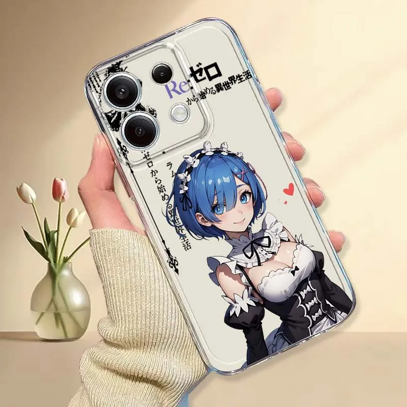 

Re ZERO Anime Cartoon Phone Case For Xiaomi Mi Poco F2 F3 F4 F5 F6 X5 X6 X7 Pro TPU Protection Transparent