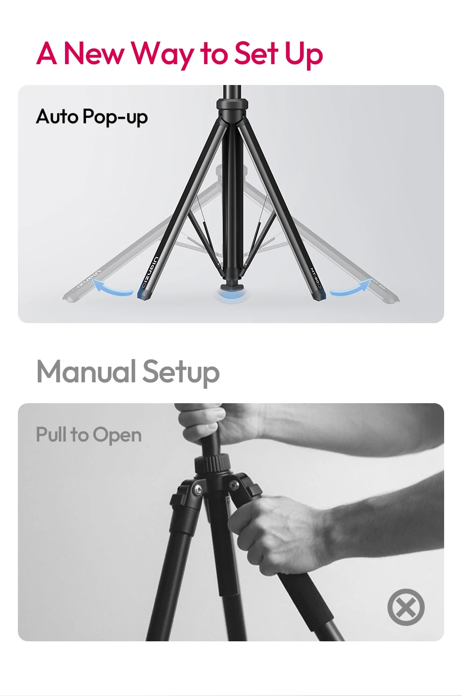 � Ulanzi MT-80 Stativ mit automatischer Öffnung, 2 m Bodenstativ, Selfie-Ständer für Kamera, Smartphone, Videoleuchte mit 360 ° Pfanne & 180 ° Neigung – Detail 6