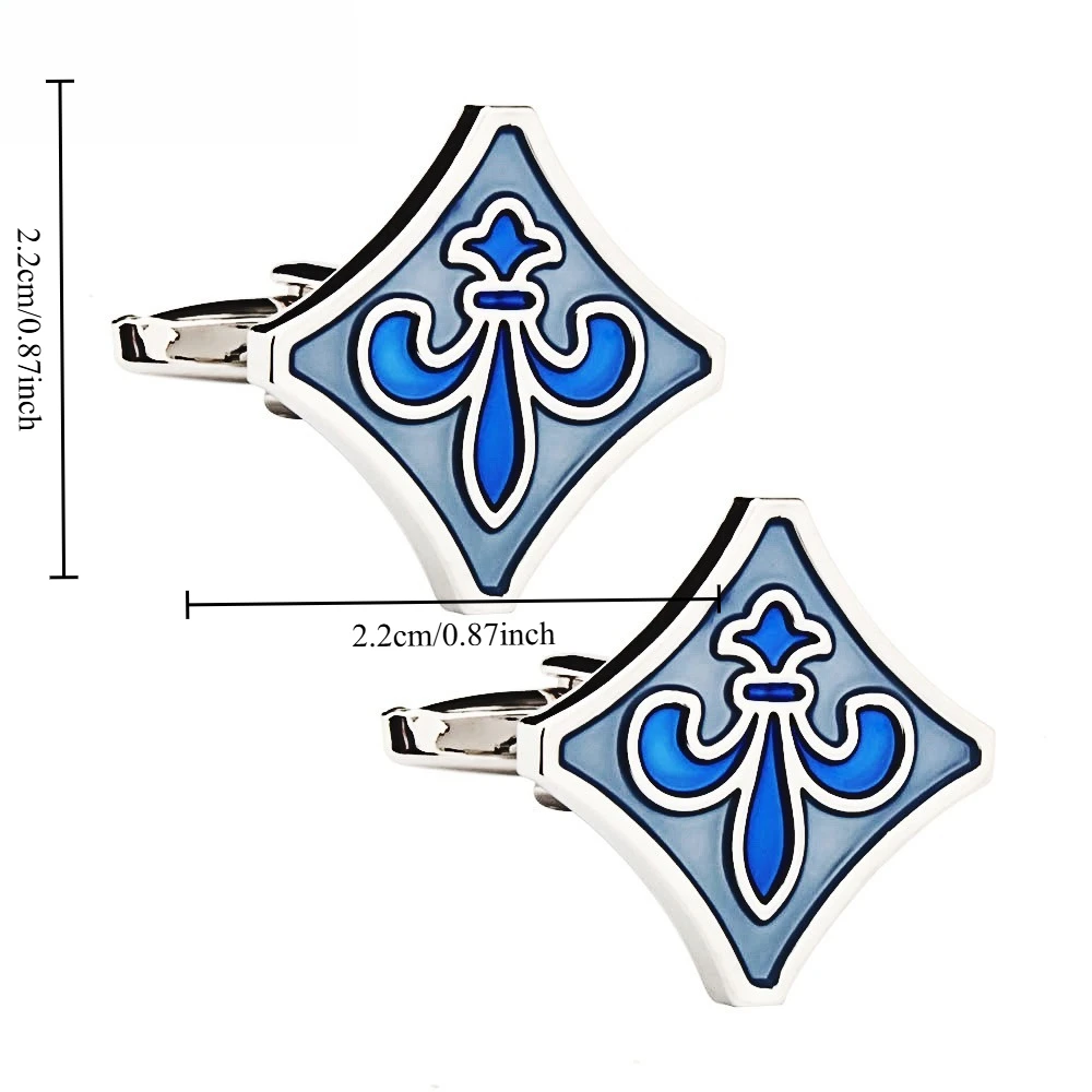 Blue Louis Pattern Enamel Paint Metal Cufflinks Gentleman's Refinement Pin Men's Business Cufflinks for Shirts