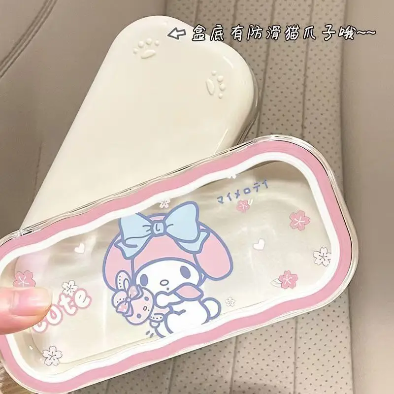 My Melody  Glasses Case Sanrio Storage Box Anime Kawaii Cartoon Transparent Wave Sunglasses Protective Case Gifts for Girls