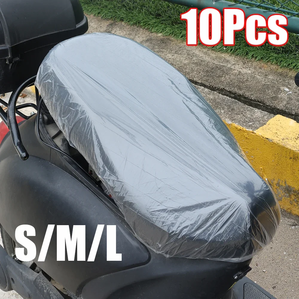 1/10Pcs Motorcycle Disposable Seat Cover Electric Vehicle Bike Rainproof  Seat Cushion Transparent Plastic Protective Cover