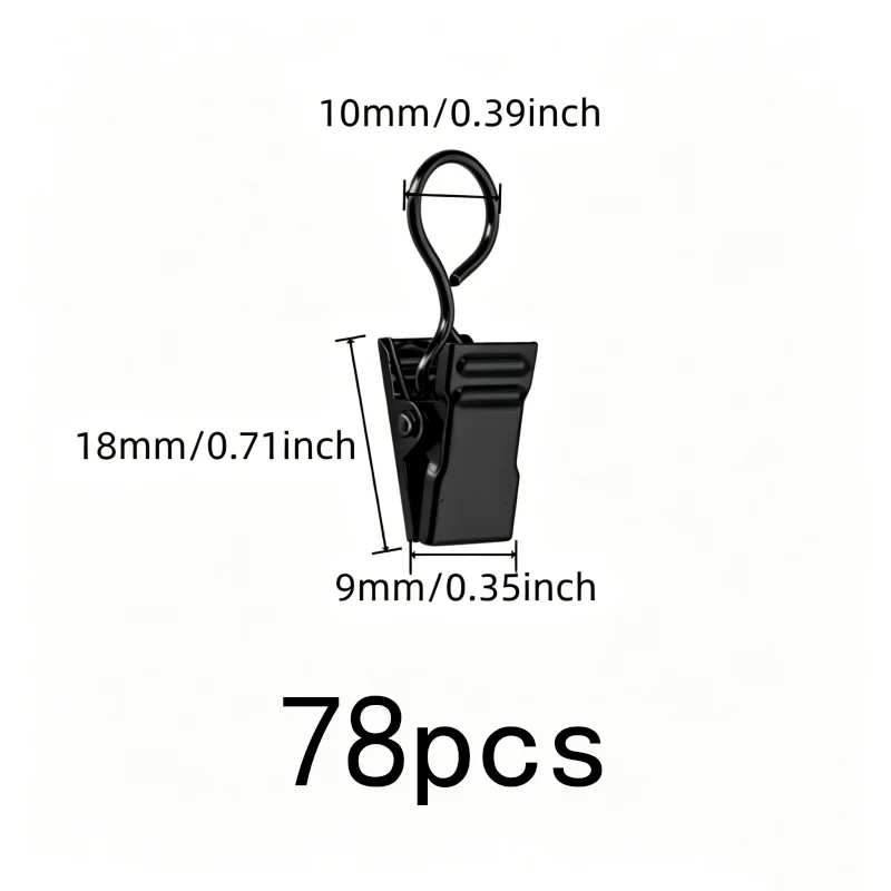 78 pcs Easy Curtain Install Metal Circle Hangers, great for Living Room Curtains, Firm Non-Slip Hold, Living Room Curtains