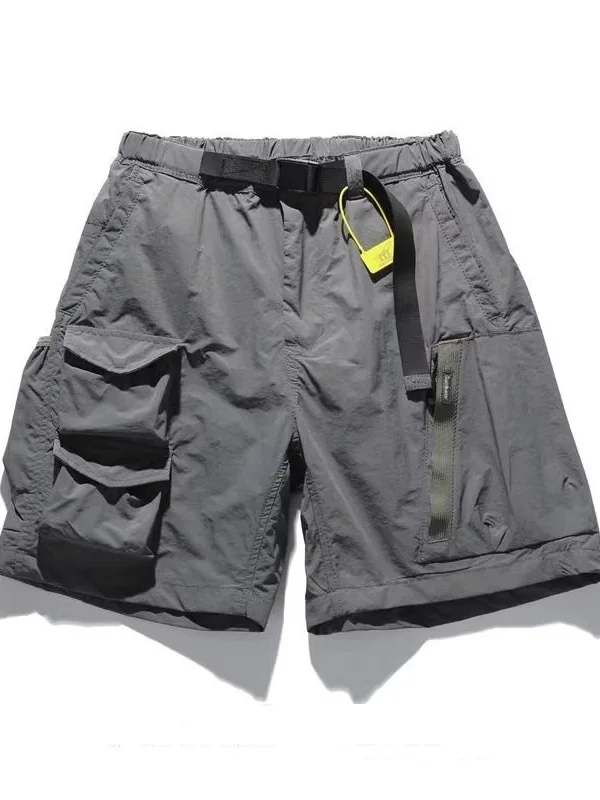 

Summer Outdoor Retro Workwear Shorts Men's Casual Loose Multi-Pocket Elastic Waist Nylon Five-Quarter Length Pants