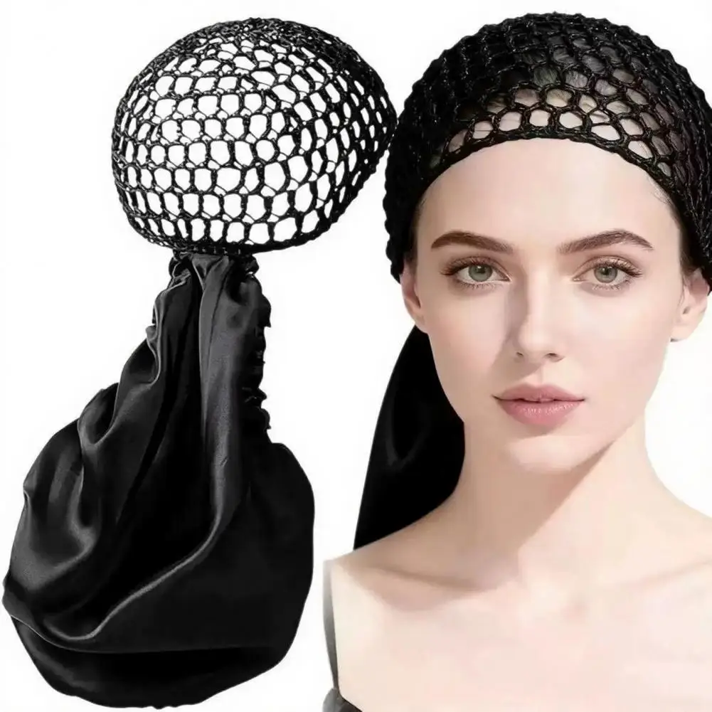Silk Shower Cap, with Breathable Mesh Top And Large Pocket Design, Lock Moisture And Reduce Frizz 2 in 1 Wrap Cap Bonnet