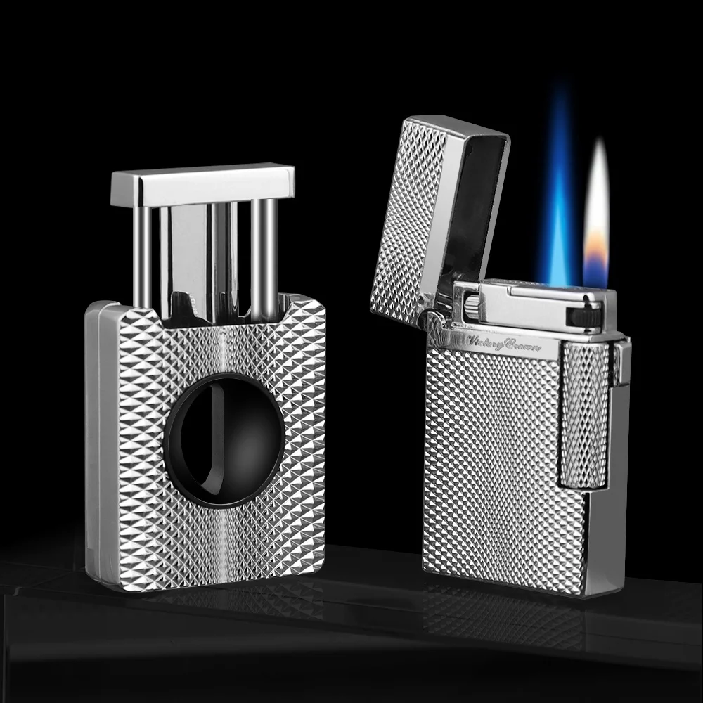 

Portable Stainless Steel Diamond Pattern V-Cut Cigar Cutter Smooth Premium Cigar Scissors Set for Travel And Home Use
