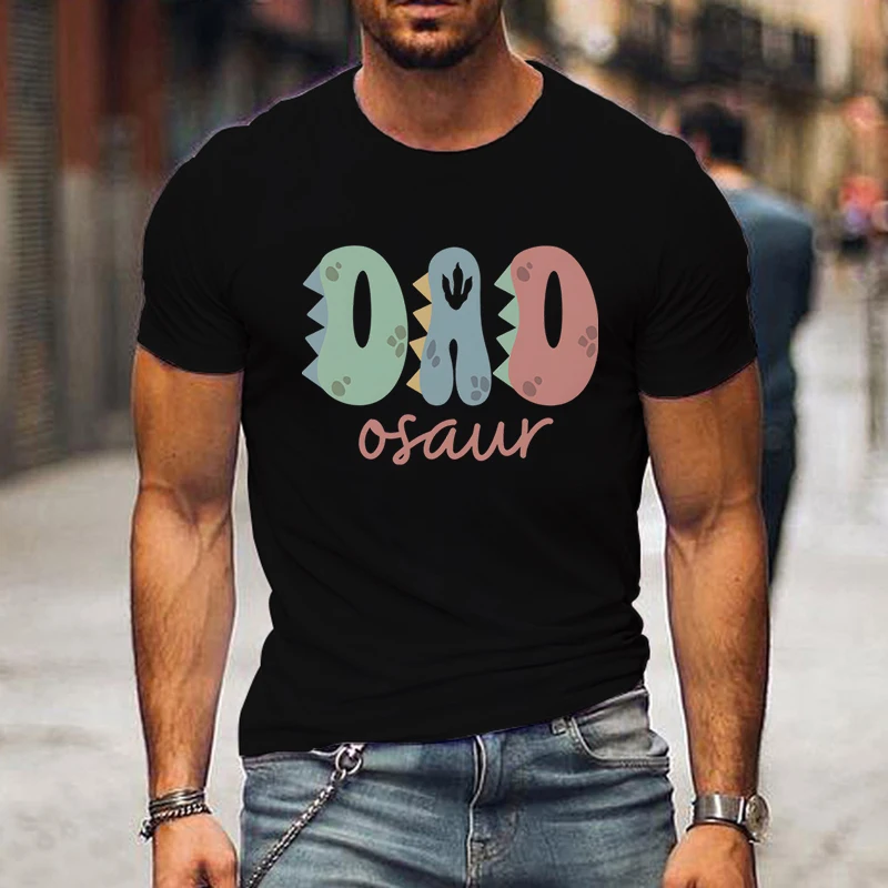 Dad Osaur Mama Osaur Print T Shirt Women Men Cartoon Style Tshirt Fashion Trend Couple Matching Tops Short Sleeve Lovers Tshirt