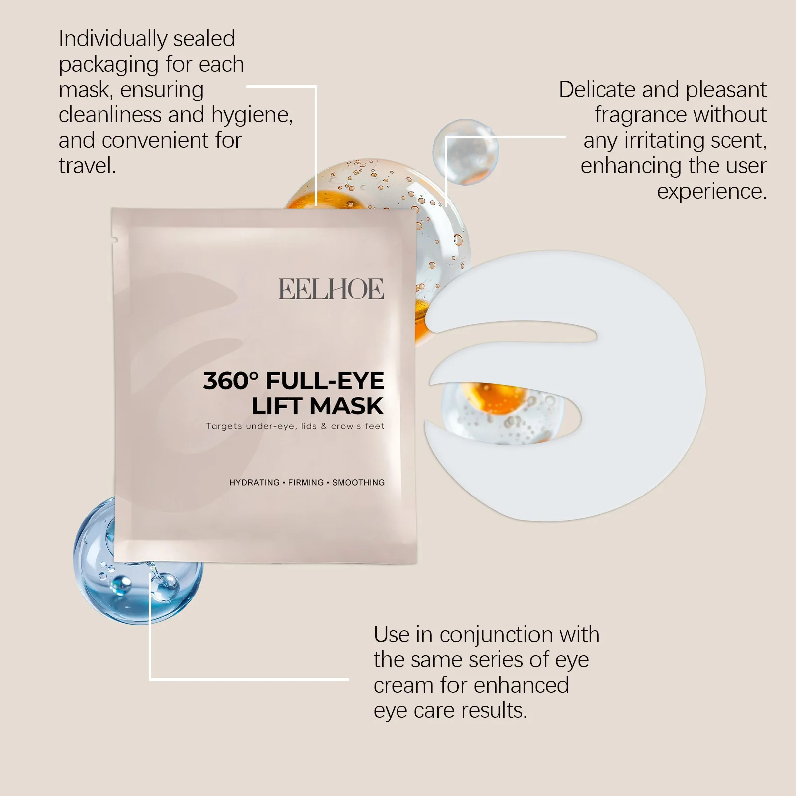 EELHOE Vitamin C Eye Mask, Under Eye Patches with Hyaluronic Acid for Hydrating, Anti Aging Puffy Dark Circle