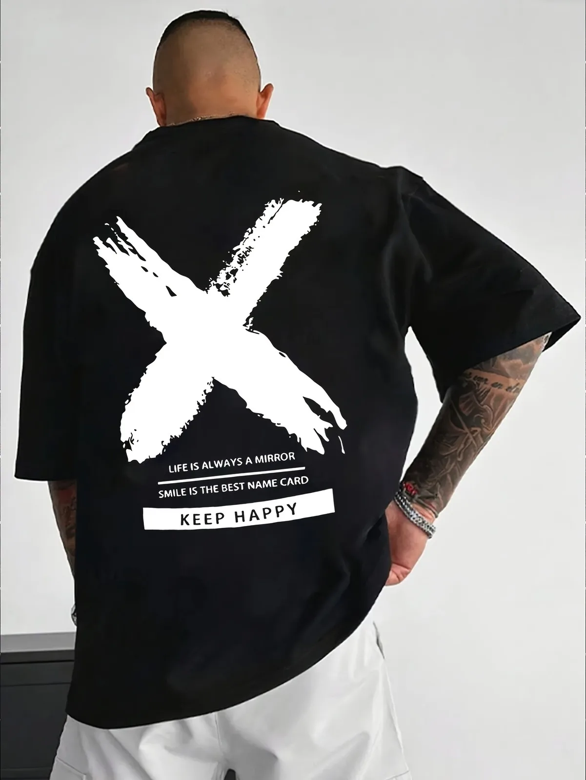 

Keep Happy Life Is A Mirror Graphic Tee - Edgy Streetwear Back-Print T-Shirt