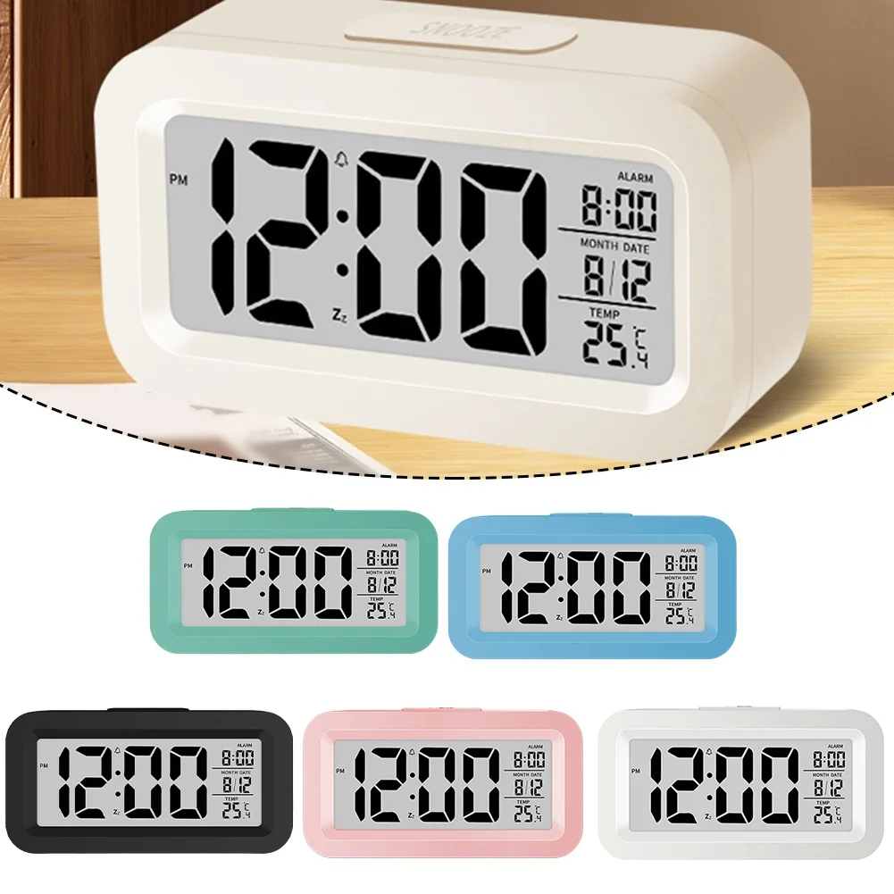 1pc LED Digital Alarm Clock 102x56x28mm Electronic Alarm LCD Screen Desktop Table Clock For Home Office Wit Calendar Thermometer