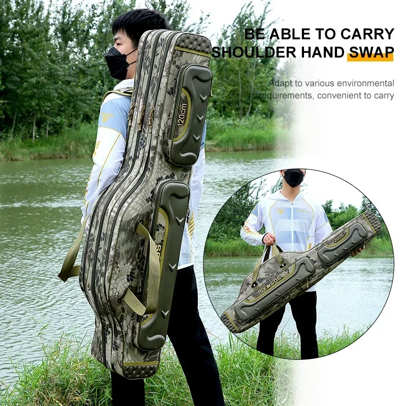 Outdoor Sports Fishing Rod Bag Large Capacity 2/3/4 Layers 120CM-130CM Fishing Gear Bags Waterproof Fishing Storage Case