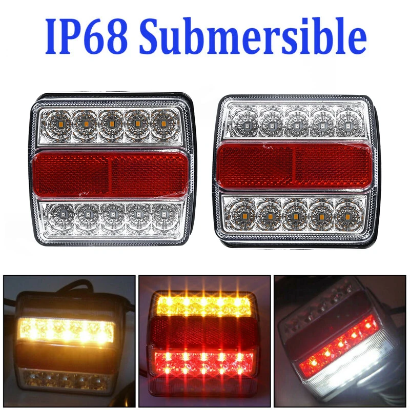 Parts Replacement IP68 2Pcs Rear Left Right LED Submersible Tail Lights Trailer Kit Boat Marker Waterproof ABS 12V Practical