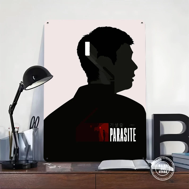 Parasite Movie Minimalist Design Tinplate Poster Customized Wall Art Retro Vintage Metal Signs for Fans Gaming Room Decoration