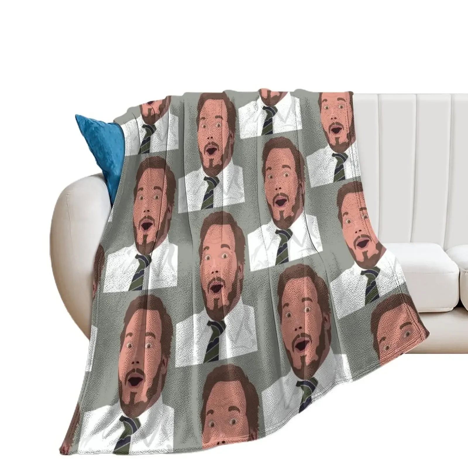 

Andy Dwyer Surprised Face Throw Blanket Shaggy Luxury Flannel Fabric Blankets