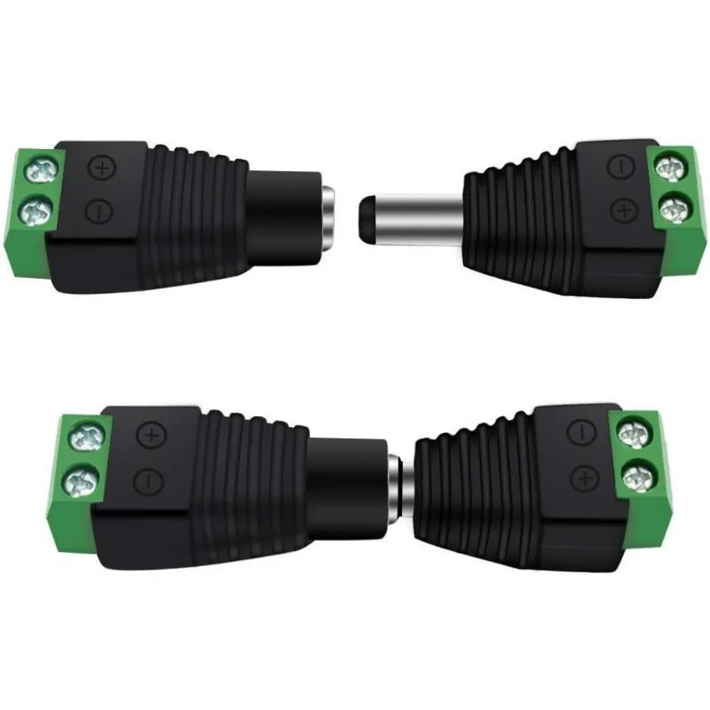 DC Power Connector Male and Female 5 Pairs of 5.5mm X 2.1mm 12V Power Socket Plug, Used for Closed-circuit Television Cameras