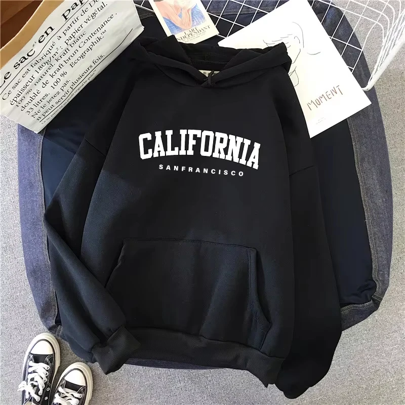 

California Fashion Sweatshirts for Woman Fall Winter Daily Casual Sporty Hooded Long Sleeve Pullover Home Outdoor Comfort Hoodie