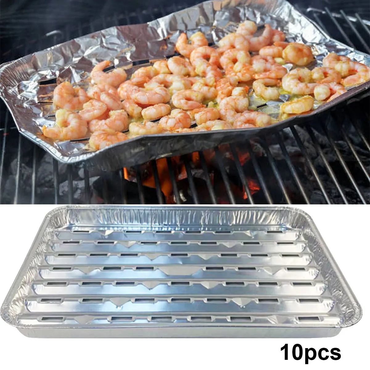 

10pcs/set Disposable BBQ Drip Pans Aluminum Foil Grease Recyclable Drip Pans Grill Catch Tray For Baking Cooking Storing