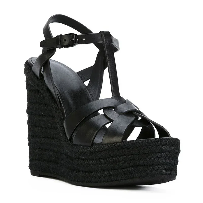 【Measure Your Feet Length Before Order】Women Luxry Wedge High Heel Strappy Sandals Fashion Sexy Evening Dress Party Shoes C-SL-6 5