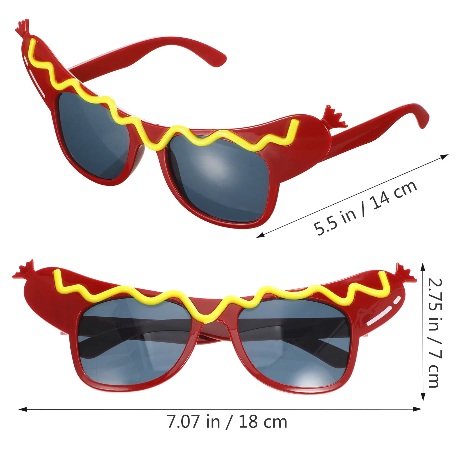 2 szt. Okulary imprezowe w kształcie hot doga, lekkie, z materiału ABS, zabawne okulary na imprezy tematyczne, rekwizyty do zdjęć, akcesoria imprezowe