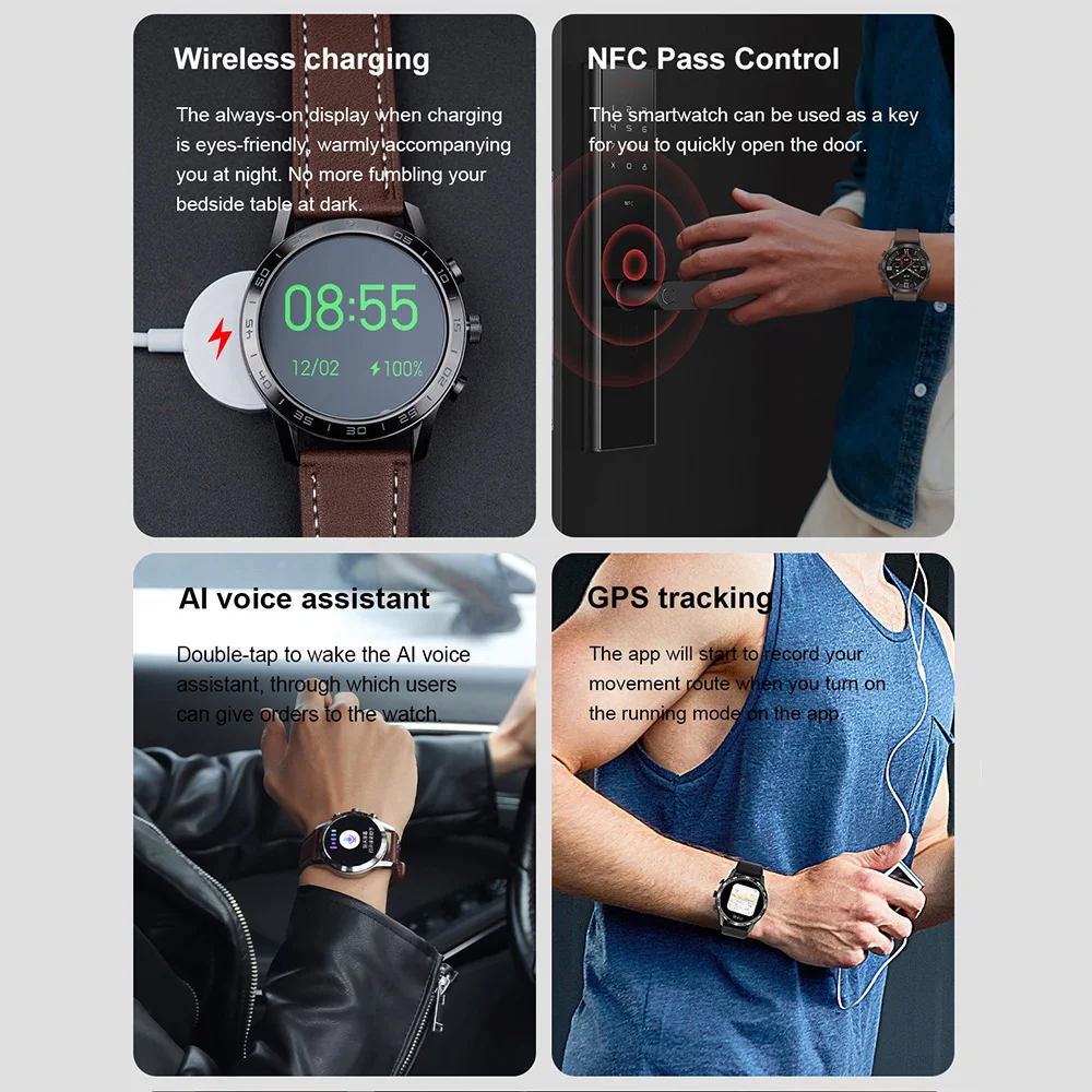 DT70+ Smart Watch for Men Women Luxury Mechanical Style Smartwatch Fitness Bracelet Digital Wrist Watches NFC Wristwatch Clock