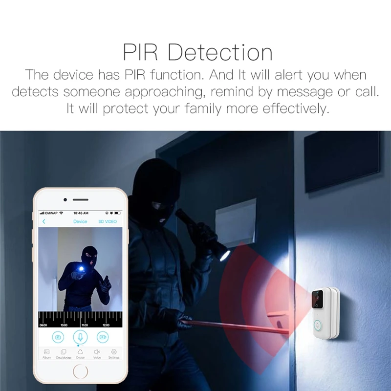 TTKK 스마트 초인종 카메라, 1080 HD 무선 와이파이 초인종, 양방향 오디오 인터콤, Ip 문짝 벨, 홈 보안 앱 제어, B60, 인기