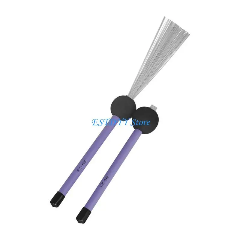 

G6DE 2Pcs Drum Brushes Snare Brush Jazzes Drum Brushes Professional Steel Wire Brush