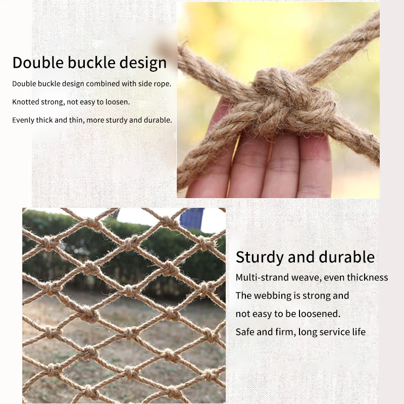 Hemp Rope Grid Decorative Net Retro Partition Decorative Fishing Net Outdoor Children\'S Climbing Net Safety Protection Net