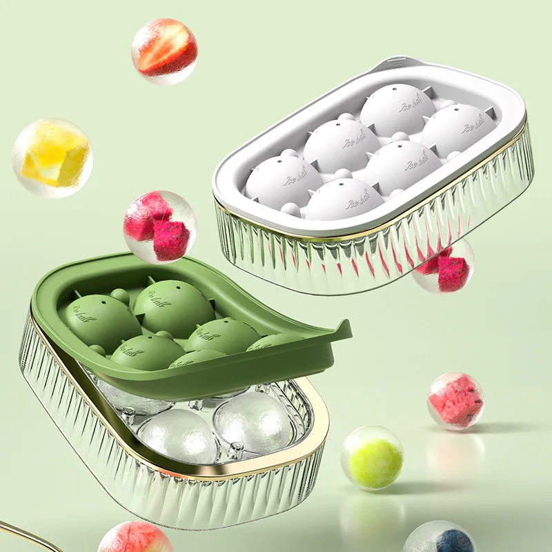 Large-Capacity Spherical Ice Box New Silicone Ice Lattice Mold Food Grade Household Ice Mold With Cover Round Ice Lattice Mold