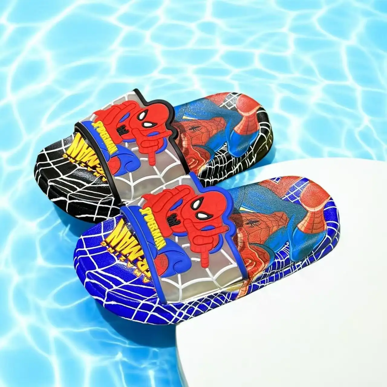 

Summer Disney Children Slippers Baby Boy Girl Flips Flops Cartoon Spiderman Print Kids Soft Beach Wear Shoes 170-220