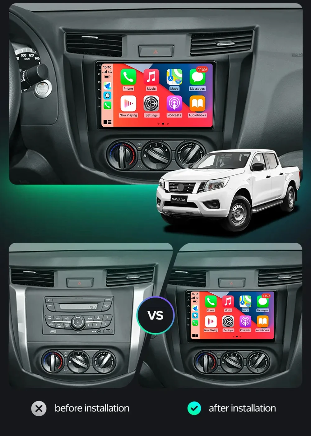 9“ Android 15 Car Radio For Nissan Navara NP300 Frontier 2015 - 2018 Stereo Multimedia Video Player Navigation Carplay GPS DSP