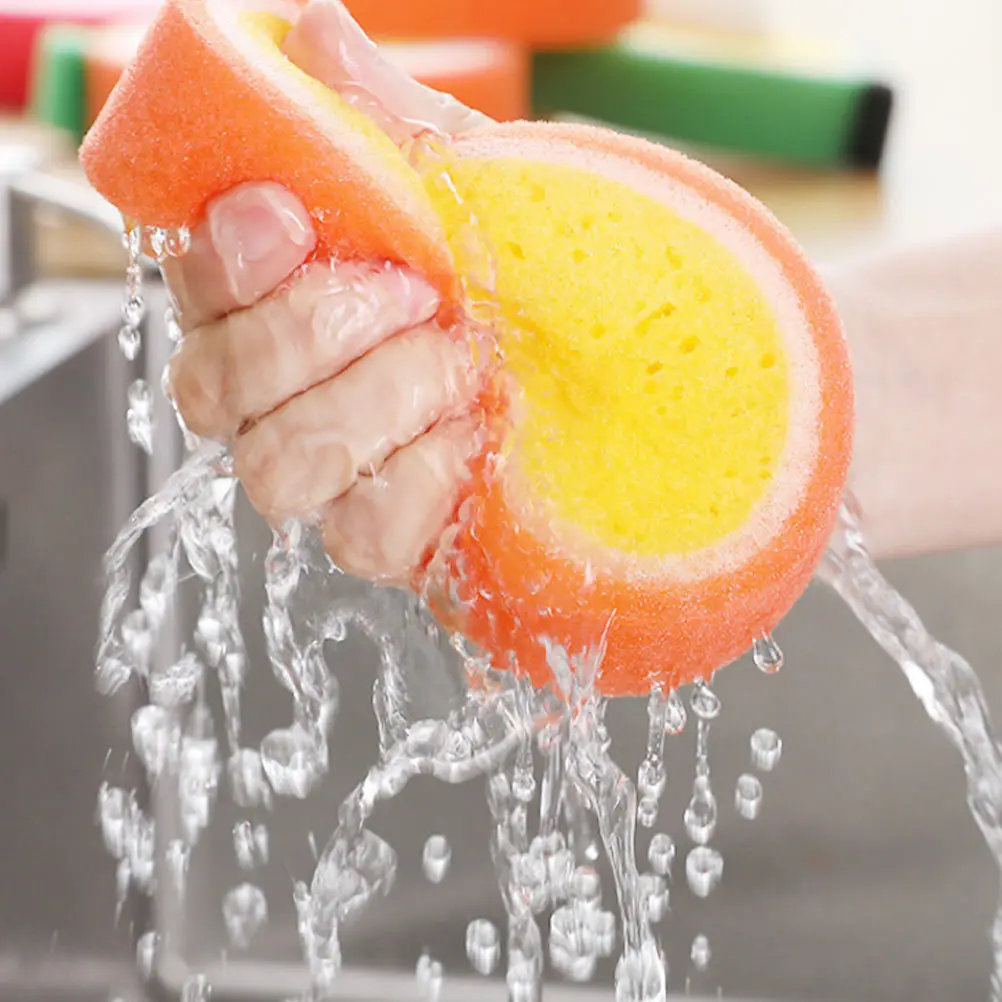 

4pcs Dishwashing Sponge Kitchen Scrubber Cleaning Tools Multi Purpose Sponges Home Bowl Cleaner Fruit Shaped Strong Absorption