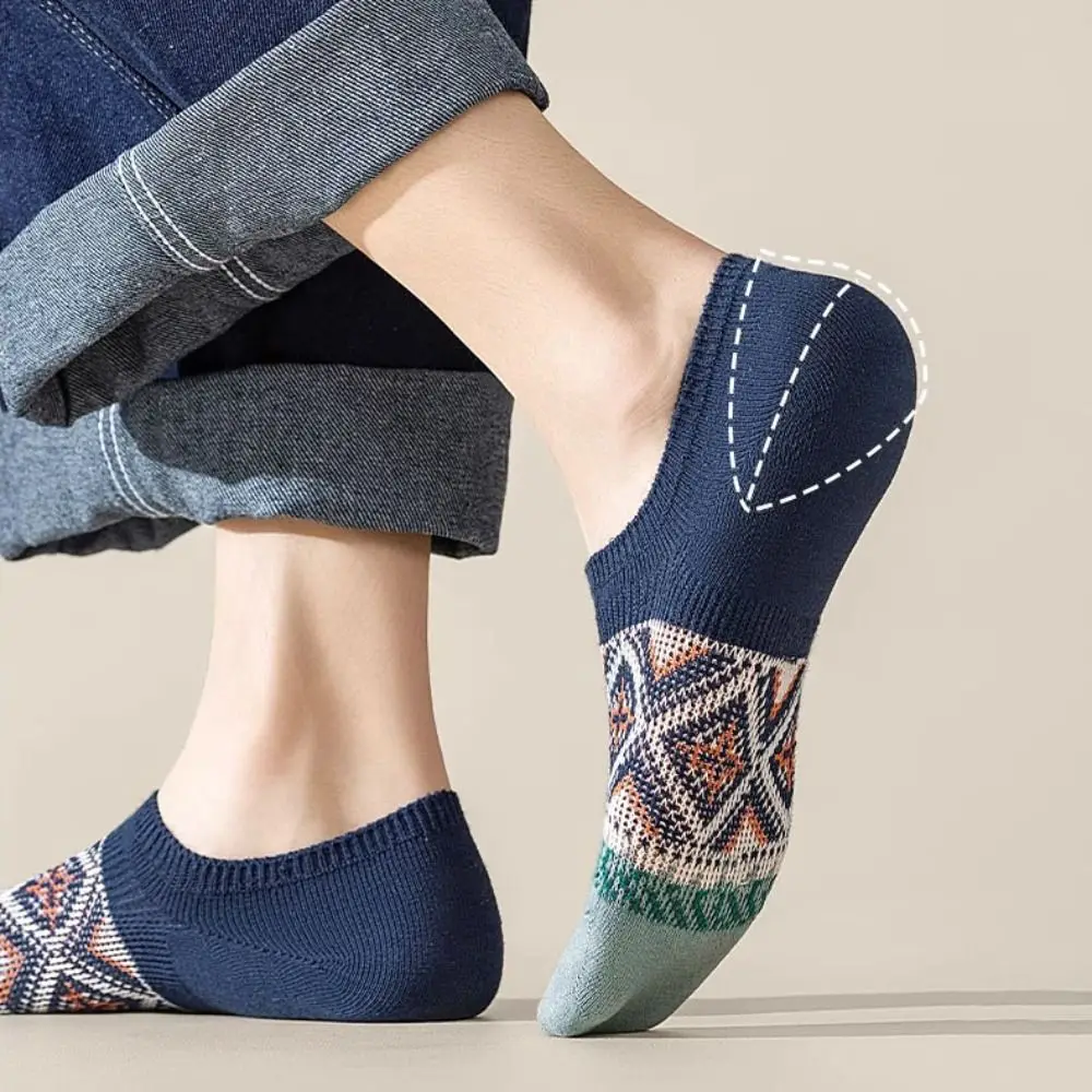 10 paires de chaussettes bateau rétro à grille, Style ethnique, respirantes, Patchwork, chaussettes basses, bonneterie, Tube court, invisibles, automne